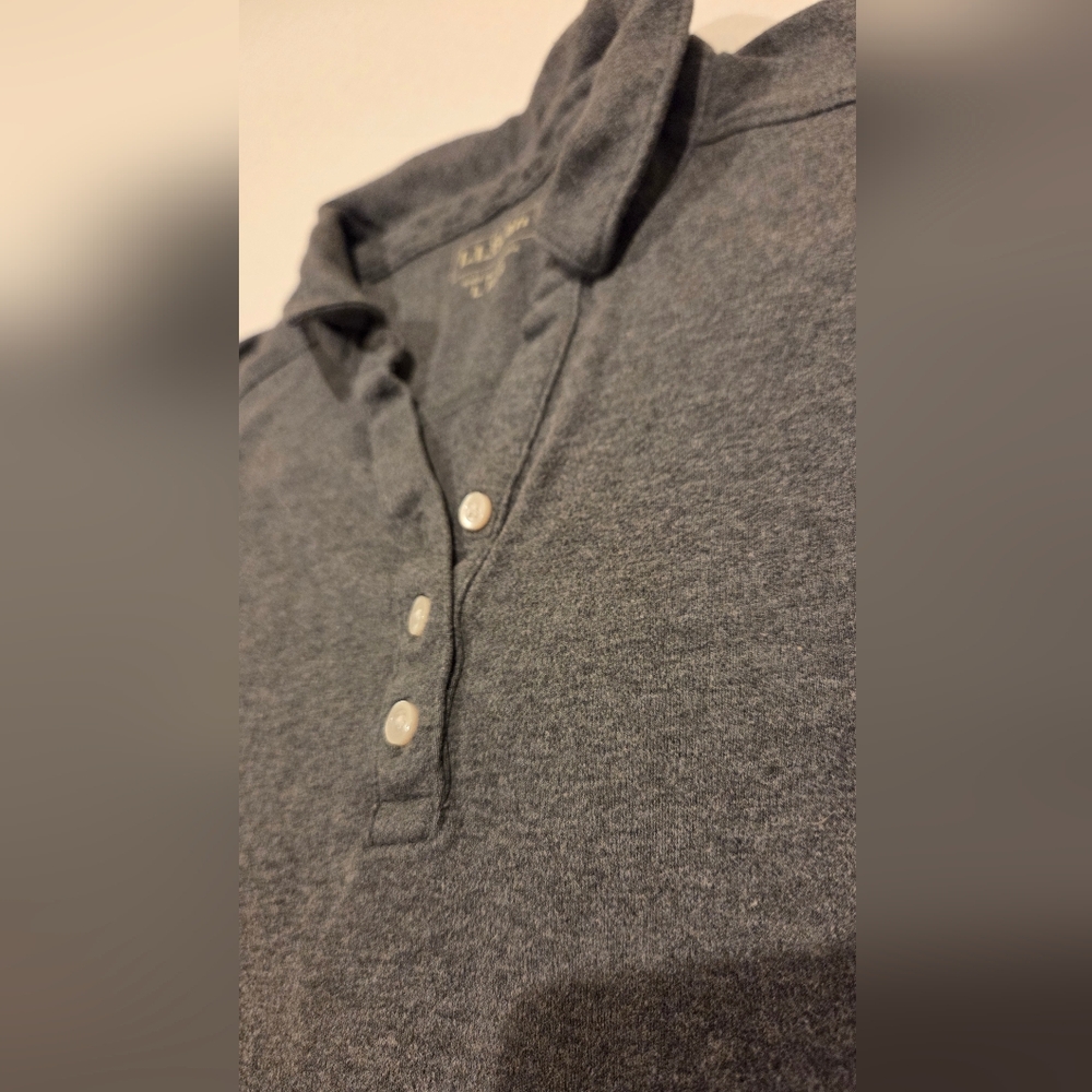 L.L.Bean Charcoal Three-Quarter Sleeve Henley Top - Picture 2 of 7